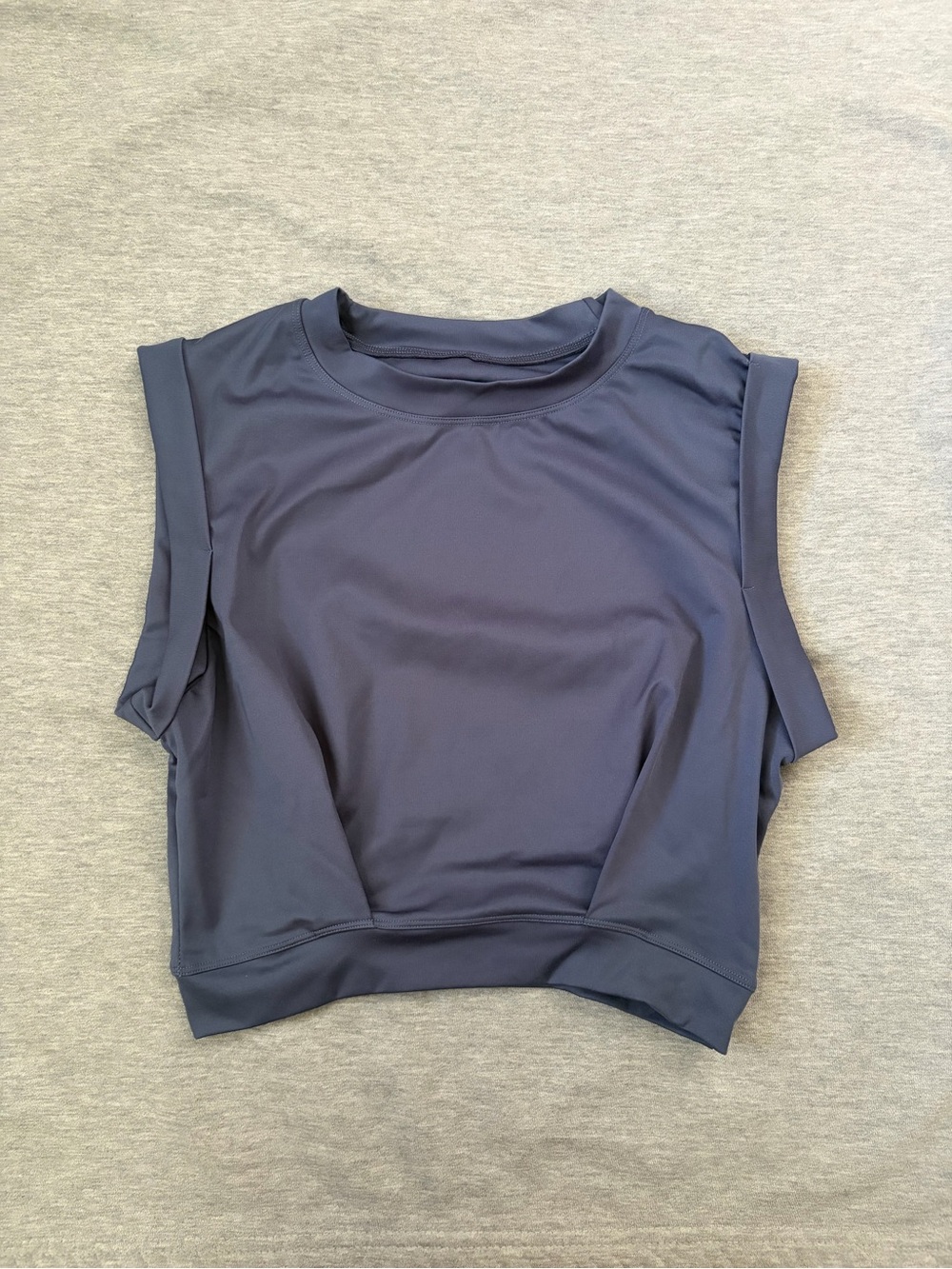 Sleeveless Navy Performance Crop Top